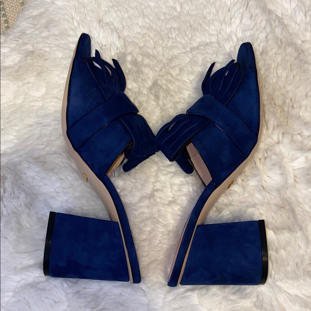 Gucci Women's GG Navy Fringe Sandals - Picture 8 of 11